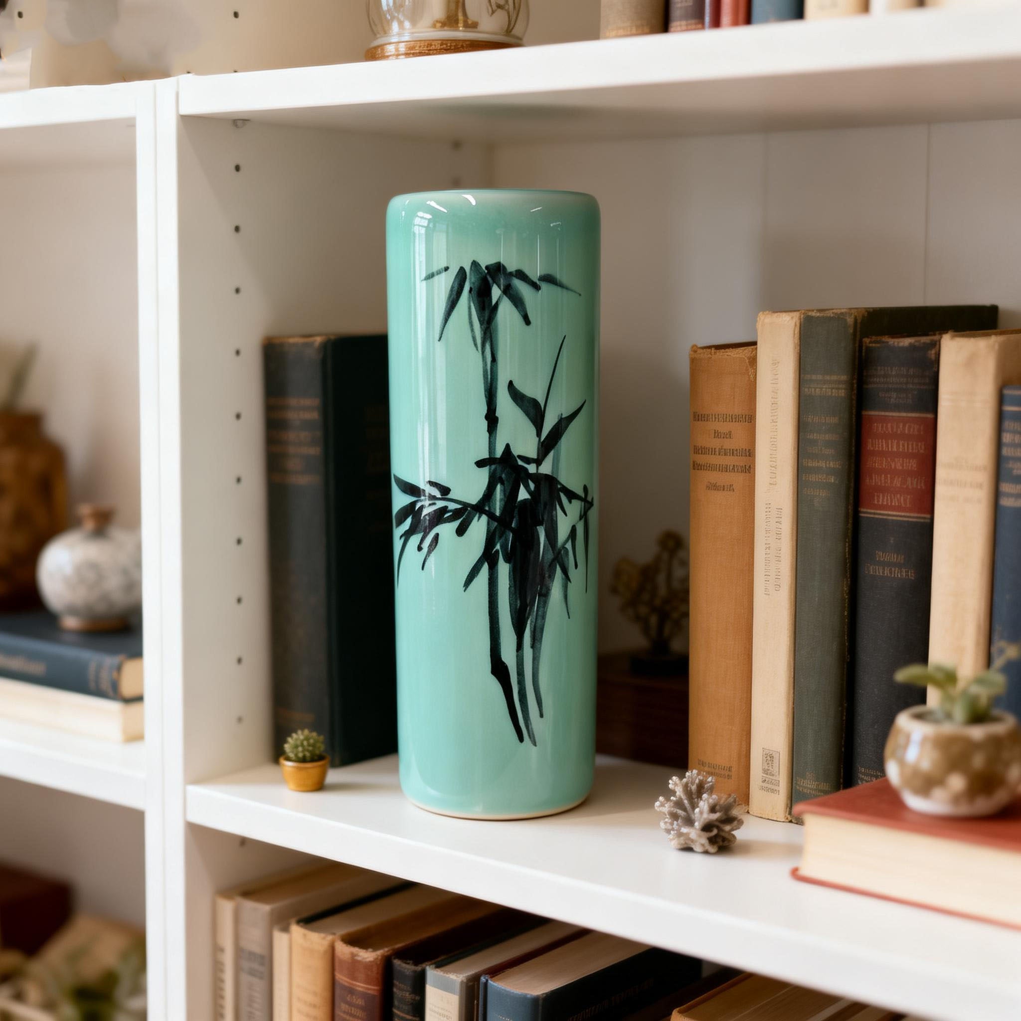 Glaze Brush Pot with Bamboo Pattern