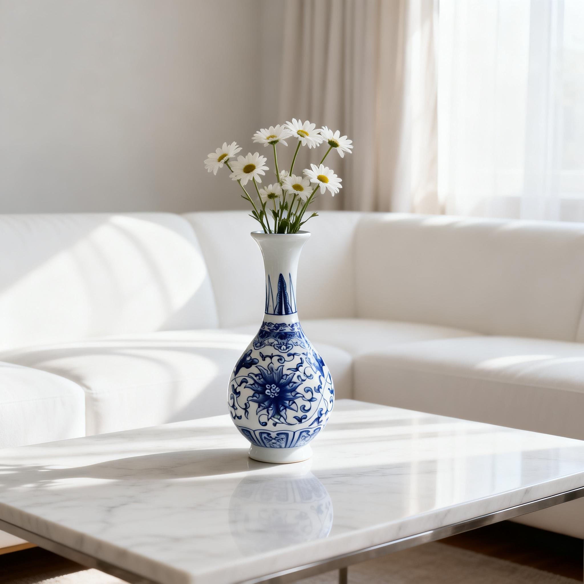 Blue-and-White Yuhuchun Vase with Floral Pattern