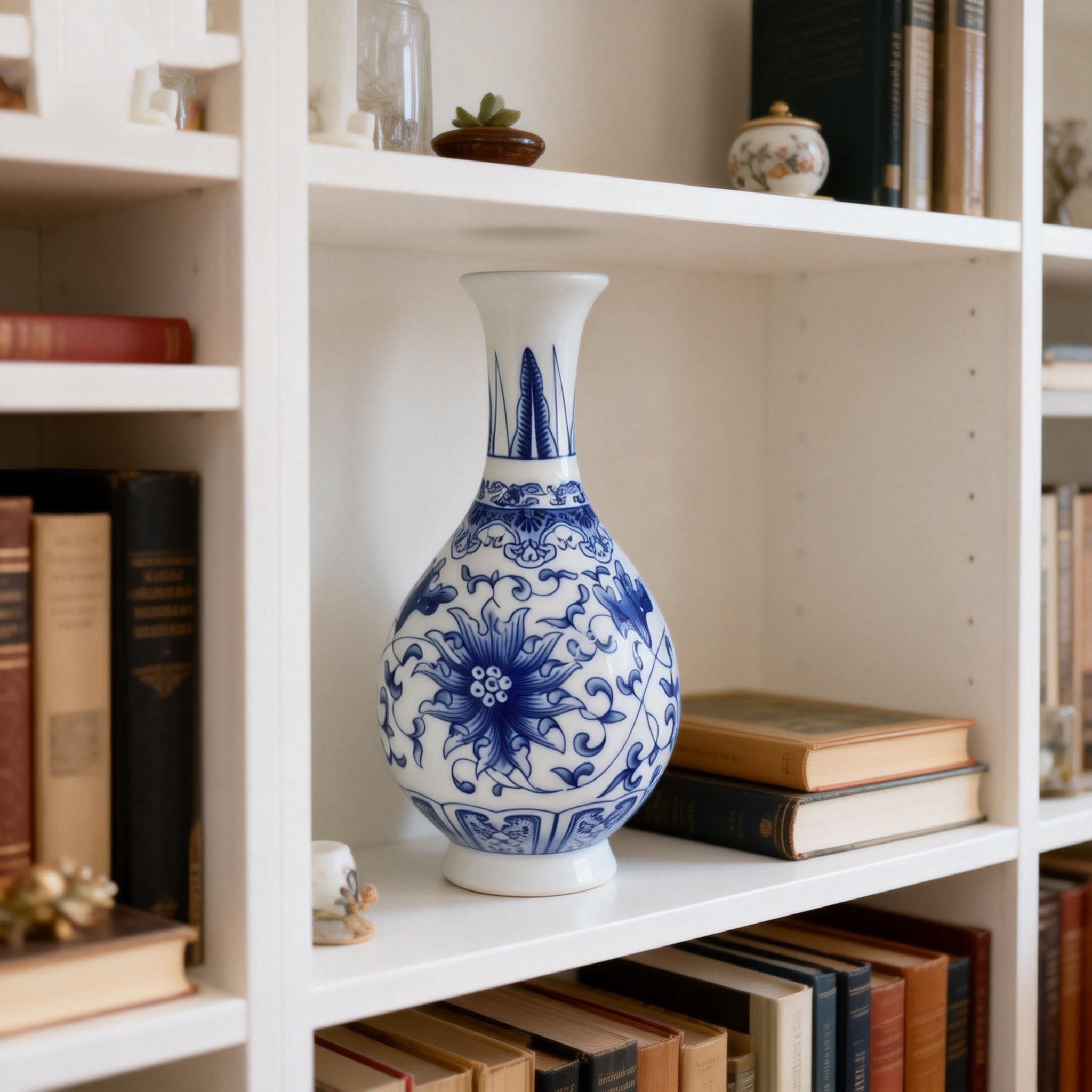 Blue-and-White Yuhuchun Vase with Floral Pattern