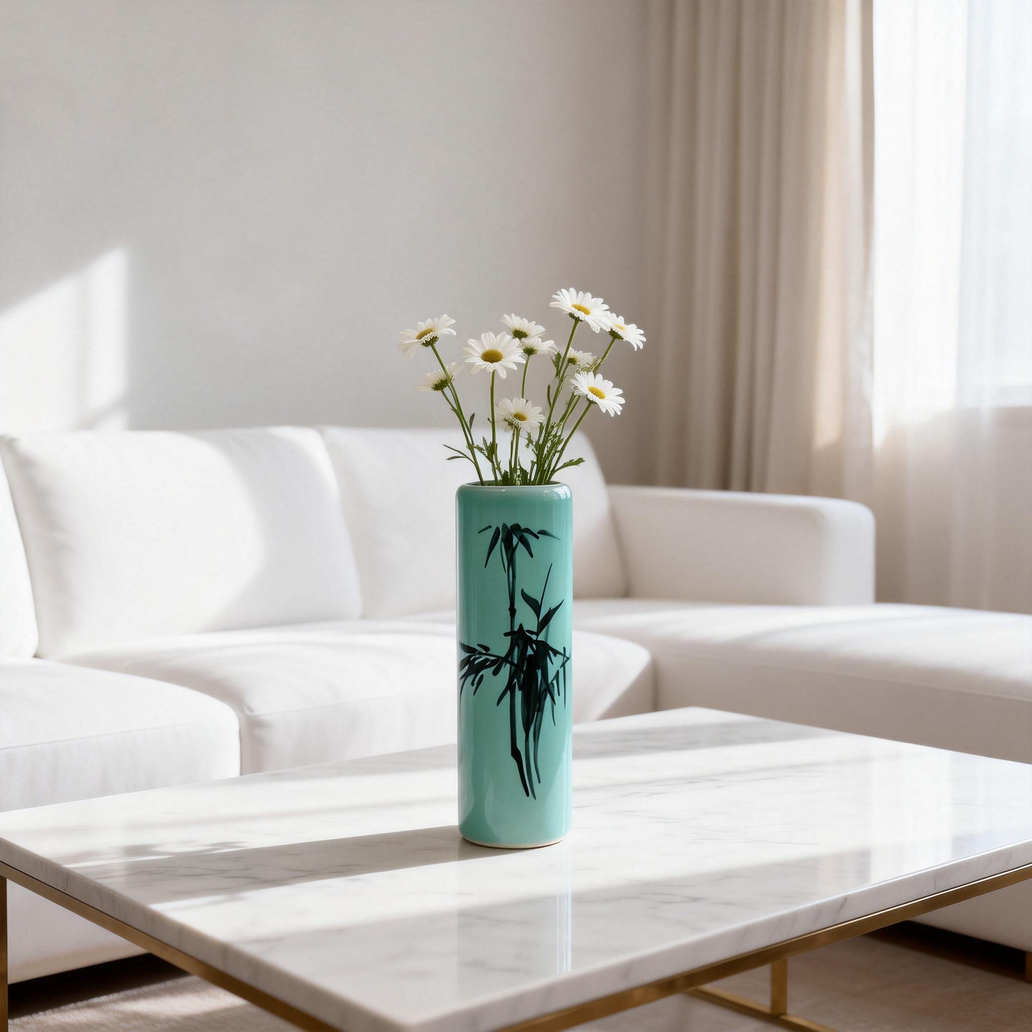 Glaze Brush Pot with Bamboo Pattern