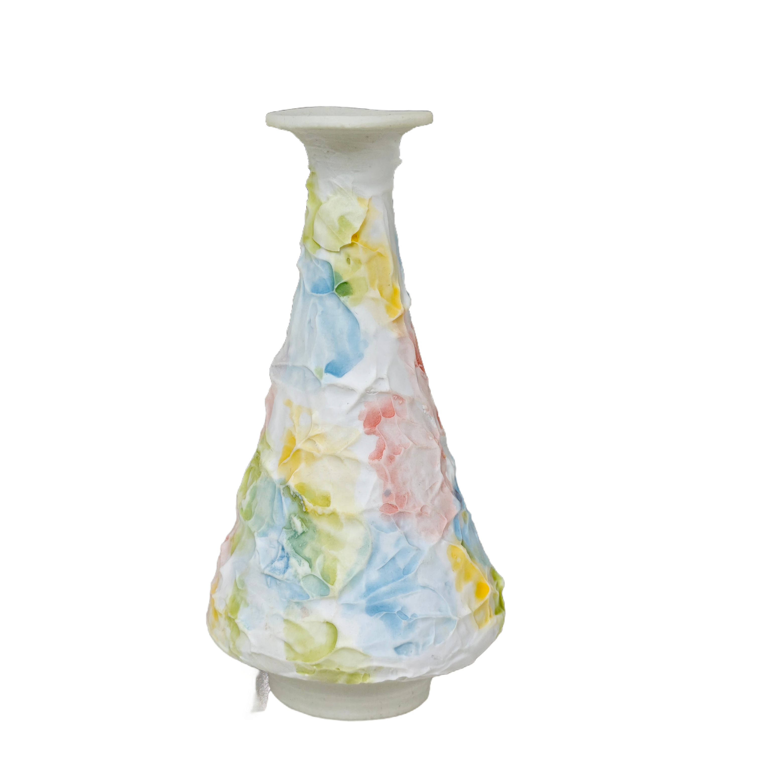 Color Glaze Vase with Embossed Floral Pattern