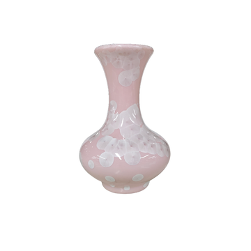 Pink Glaze Vase with Embossed Floral Pattern