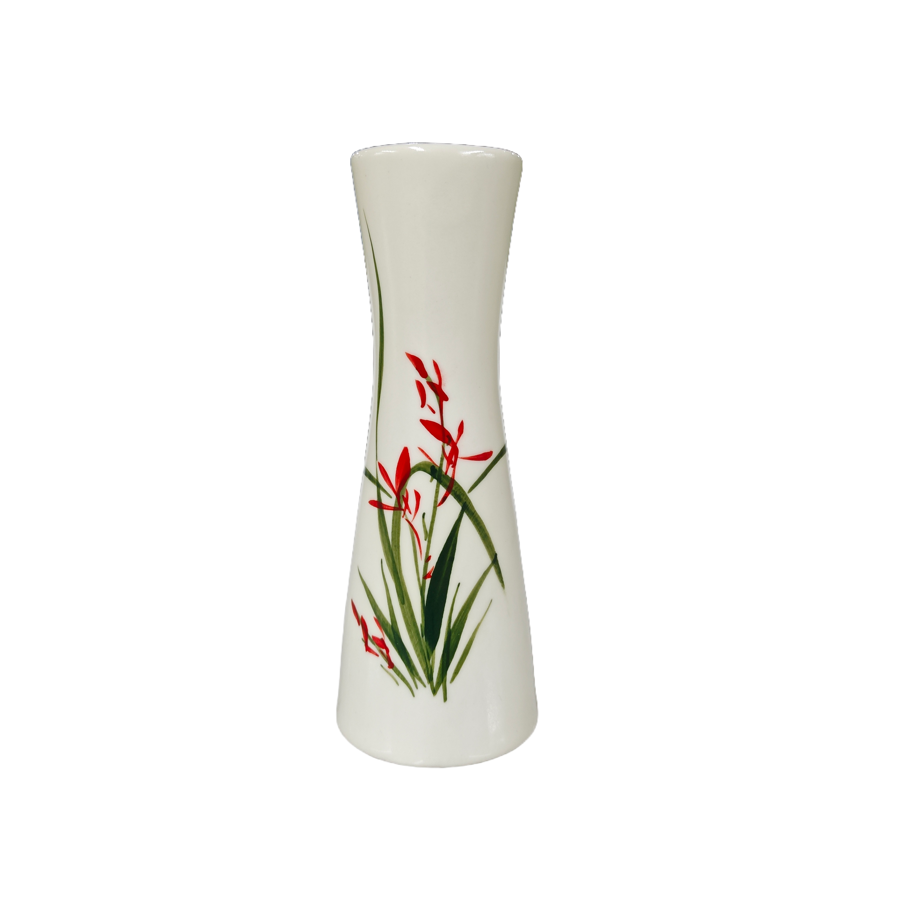 White Glaze Vase with Orchid Pattern