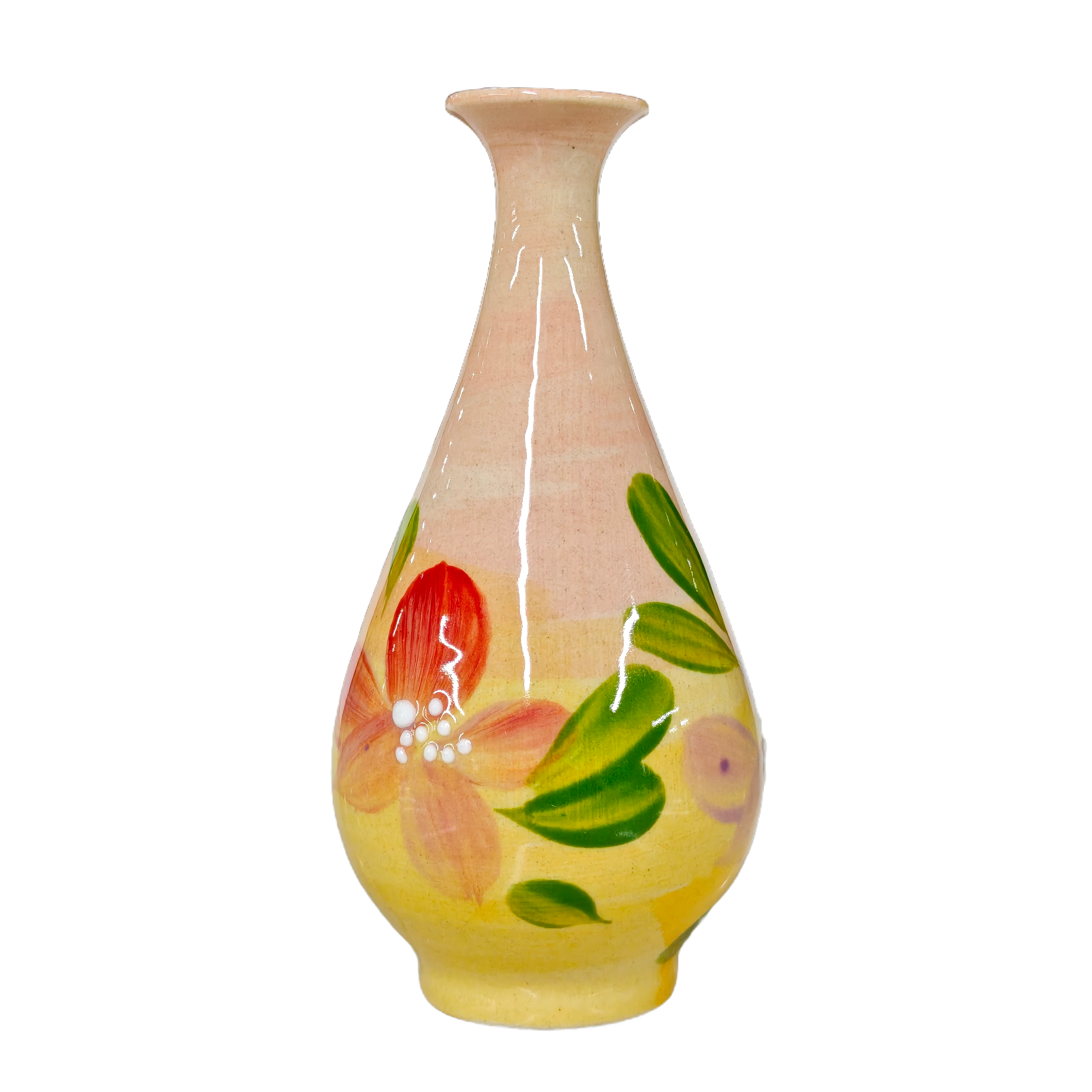 Pink-Yellow Glaze Yuhuchun Vase with Floral Pattern